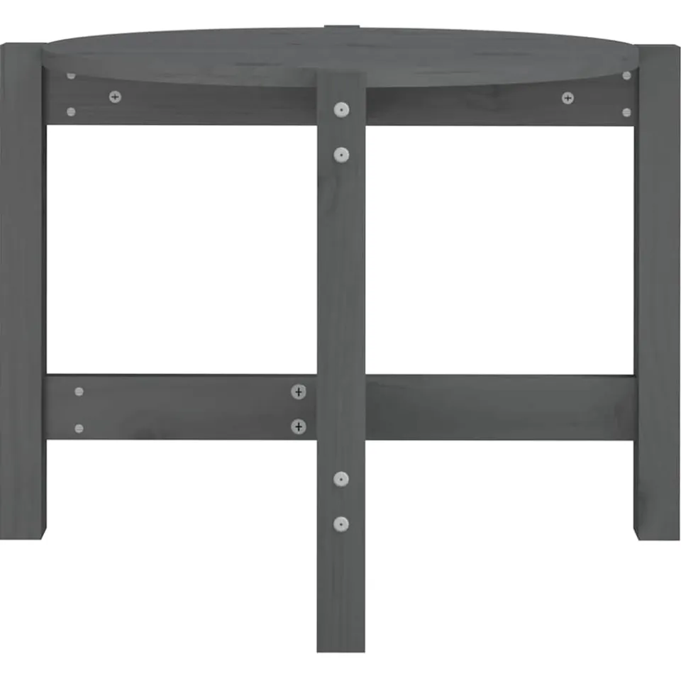 vidaXL Salontafel Ø 62,5x45 cm massief grenenhout grijs, foto 4