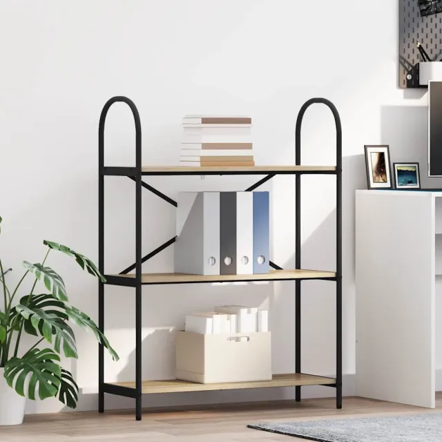 vidaXL Boekenkast 3-laags 80 x 30 x 109 cm Bewerkt hout Sonoma Eiken, foto 2