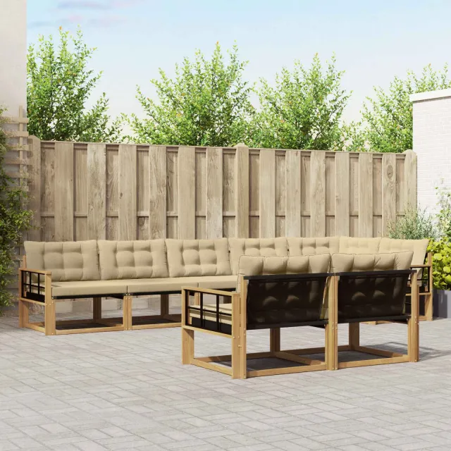 vidaXL Buiten bankenset 8 st 8-zits Wit en Beige
