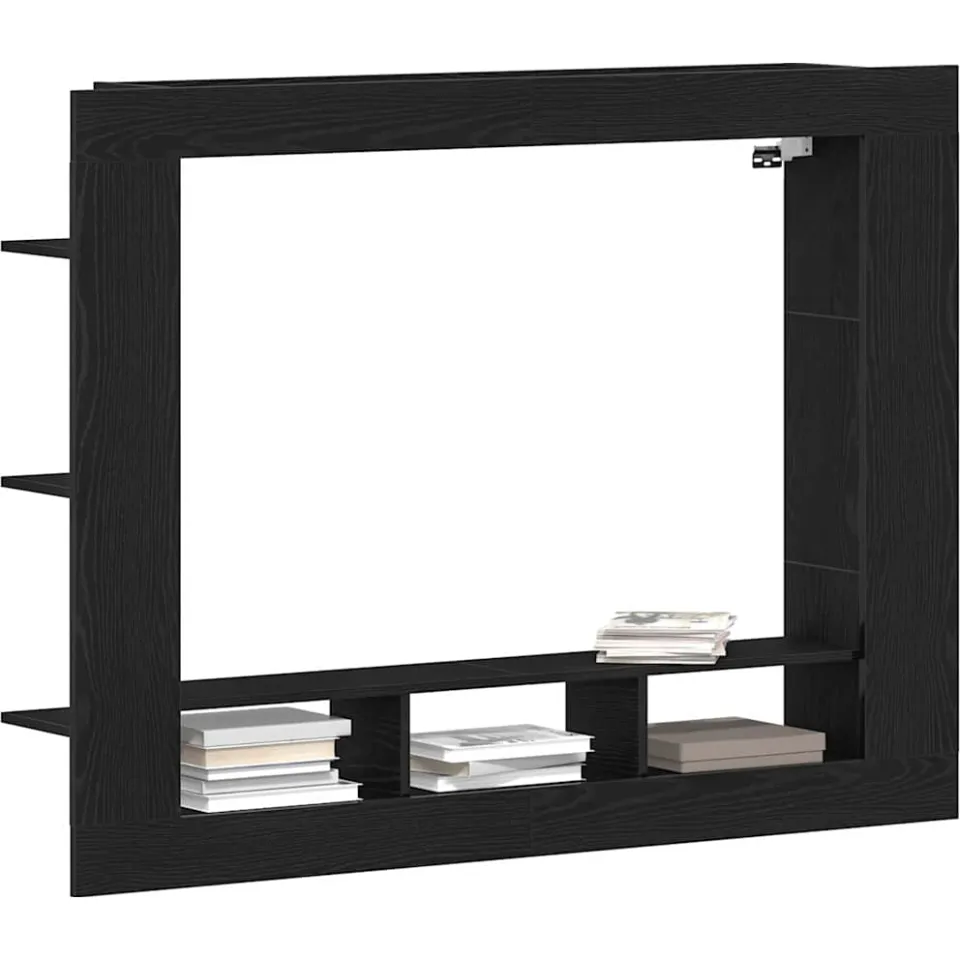 vidaXL TV-kast 152 x 22 x 113 cm Zwart eiken Bewerkt hout