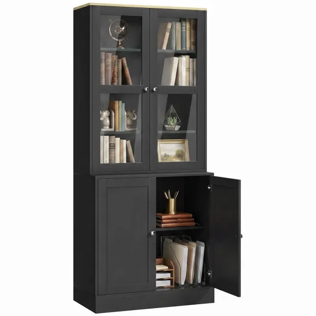 Homcom Boekenkast-MDF-76x40x179cm-Zwart