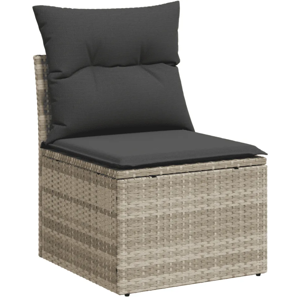 vidaXL 13-delige Loungeset met kussens poly rattan lichtgrijs