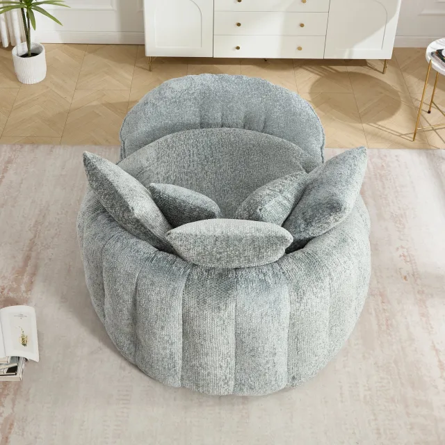 DESMIU Fauteuil 190,5 x 138 x 63 cm - Verstelbare Loungestoel Met Kussens - Voor Woonkamer En Balkon - Polyester Blauwgrijs