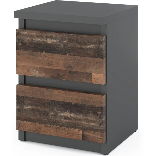 Stiv-Meble Bedside Table 30 CM Gray Vintage 2 Drawers Bedside Table Nakastlik Loft bruin