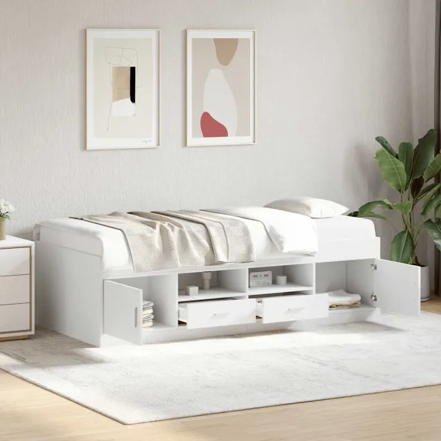 vidaXL Slaapbank met lades zonder matras 100x200 cm wit
