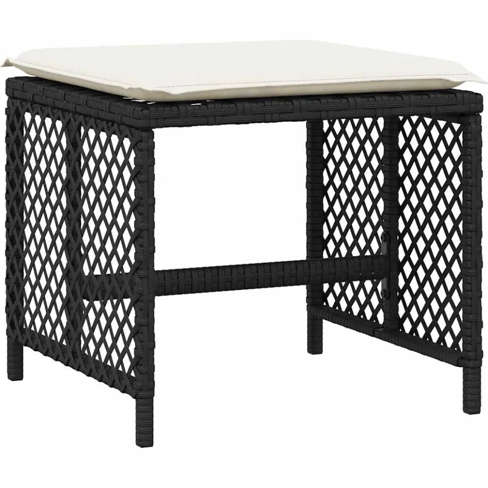 vidaXL Tuinkrukken 4 st met kussens 41x41x36 cm poly rattan zwart, foto 4