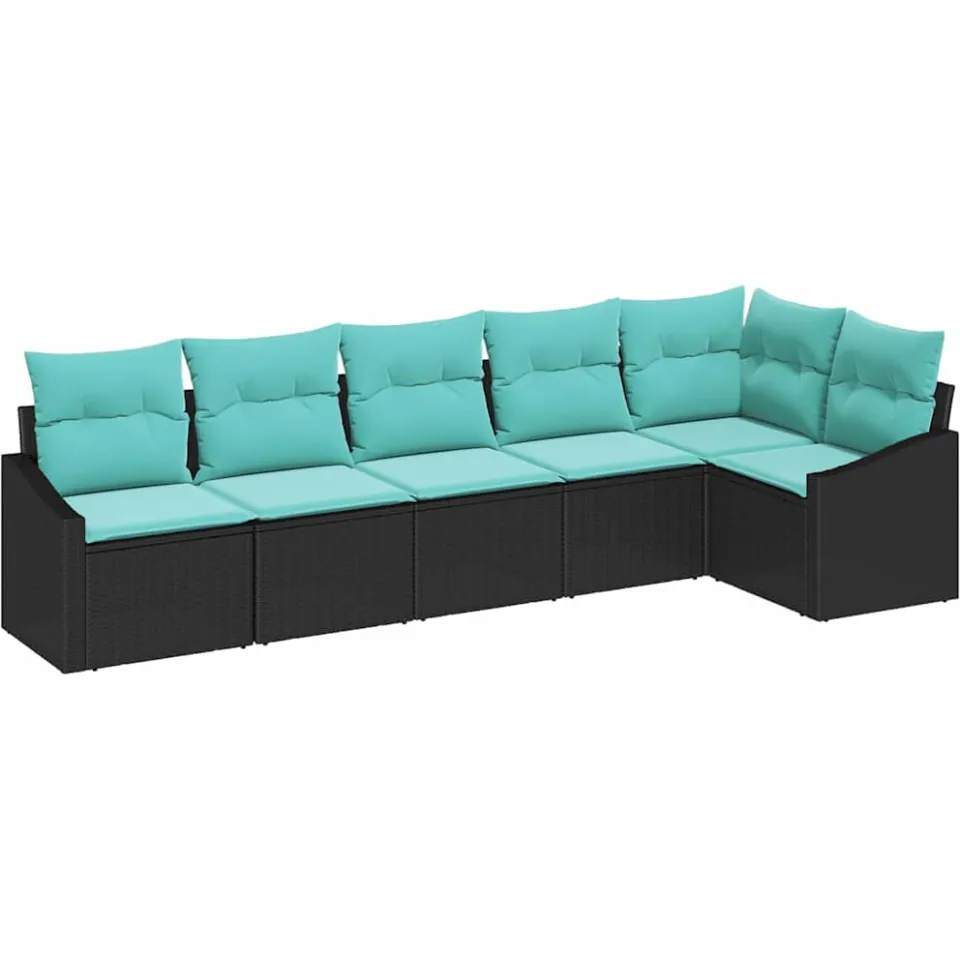 vidaXL Bankstel 6 st Zwart poly rattan