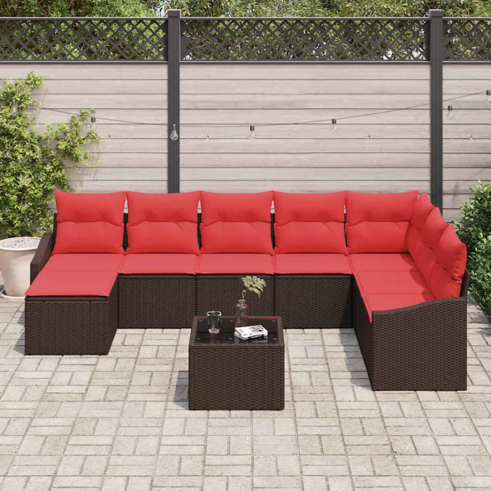 vidaXL Bankstel 9 st Bruin poly rattan, foto 3