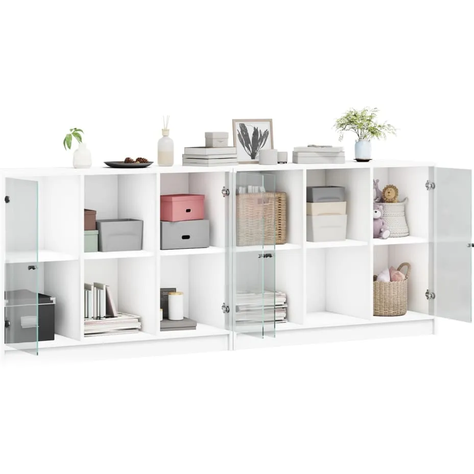 vidaXL Boekenkast met deuren 204x37x75 cm bewerkt hout wit, foto 3