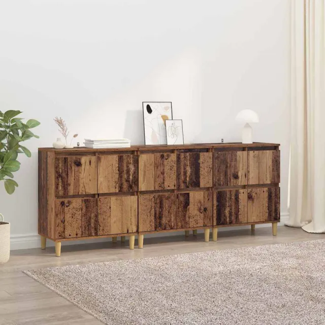 vidaXL Dressoirs 3 st Oud Hout 60 x 35 x 70 cm Bewerkt hout Bruin
