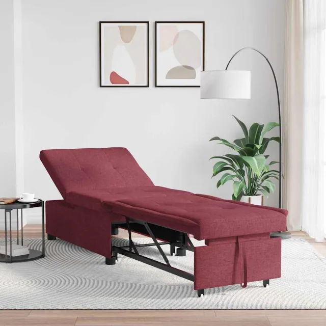 vidaXL Uittrekbare Slaapbank Wijnrood 194 x 50 x 82 cm Stof