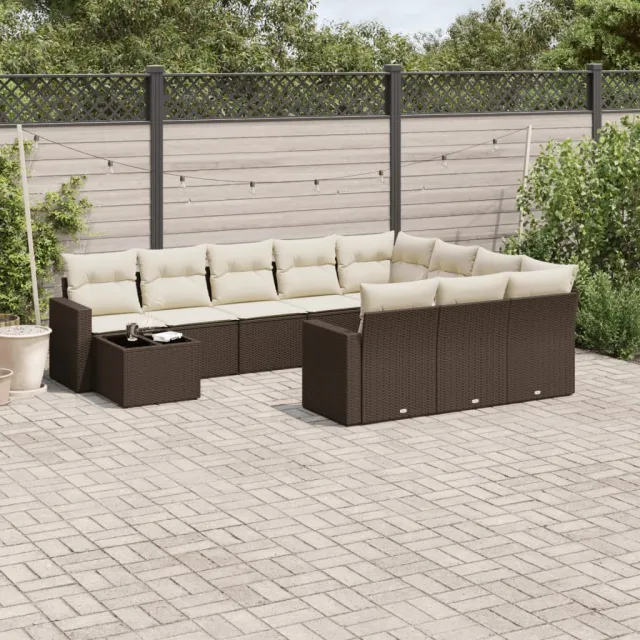 vidaXL 11-delige Loungeset met kussens poly rattan bruin, foto 2