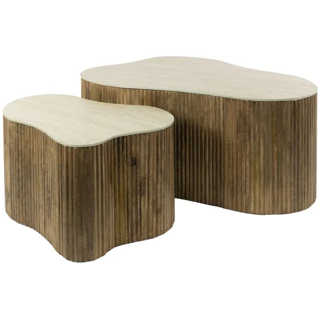 G***-M Giga Meubel Salontafel Nuovo - Organisch Beige/Hout - Set van 2 Zand