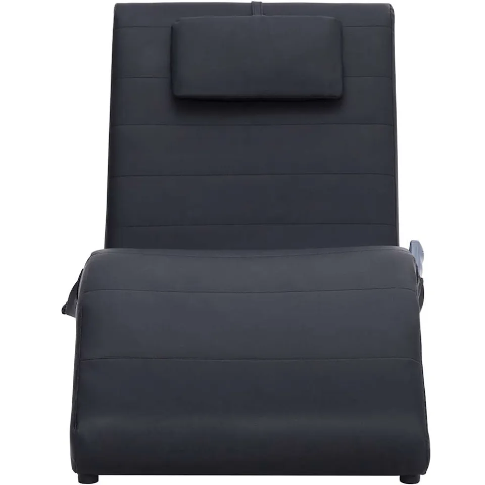 vidaXL Massage chaise longue met kussen kunstleer zwart