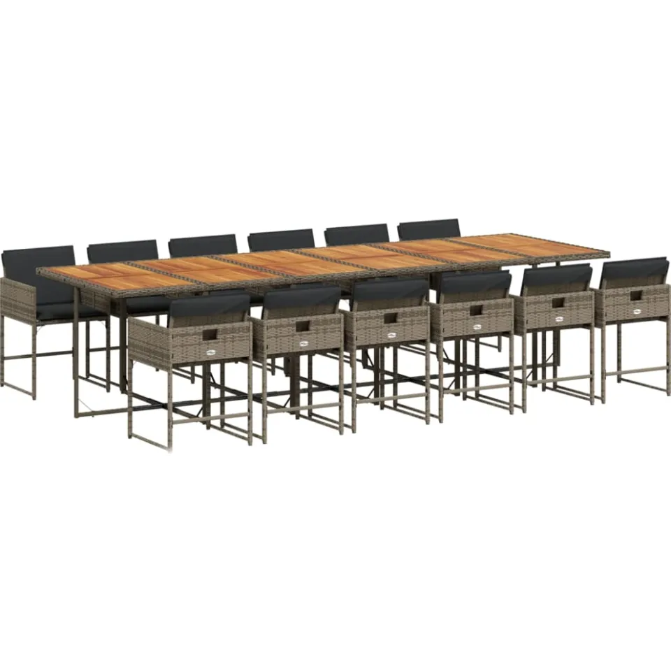 vidaXL 13-delige Tuinset met kussens poly rattan grijs, foto 3