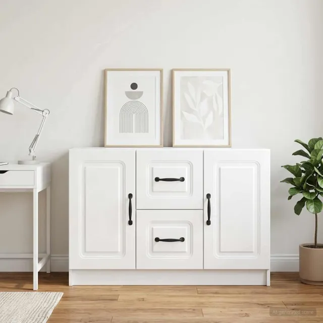 vidaXL Dressoir Hoogglans Wit 89 x 34,5 x 57 cm Bewerkt hout, foto 2