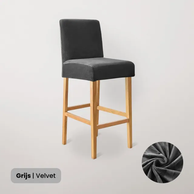 BankhoesDiscounter Velvet Barstoel Hoes – Barkruk Hoes – Grijs – Barstoel – Barkruk Beschermer – Hoes Voor Barstoel