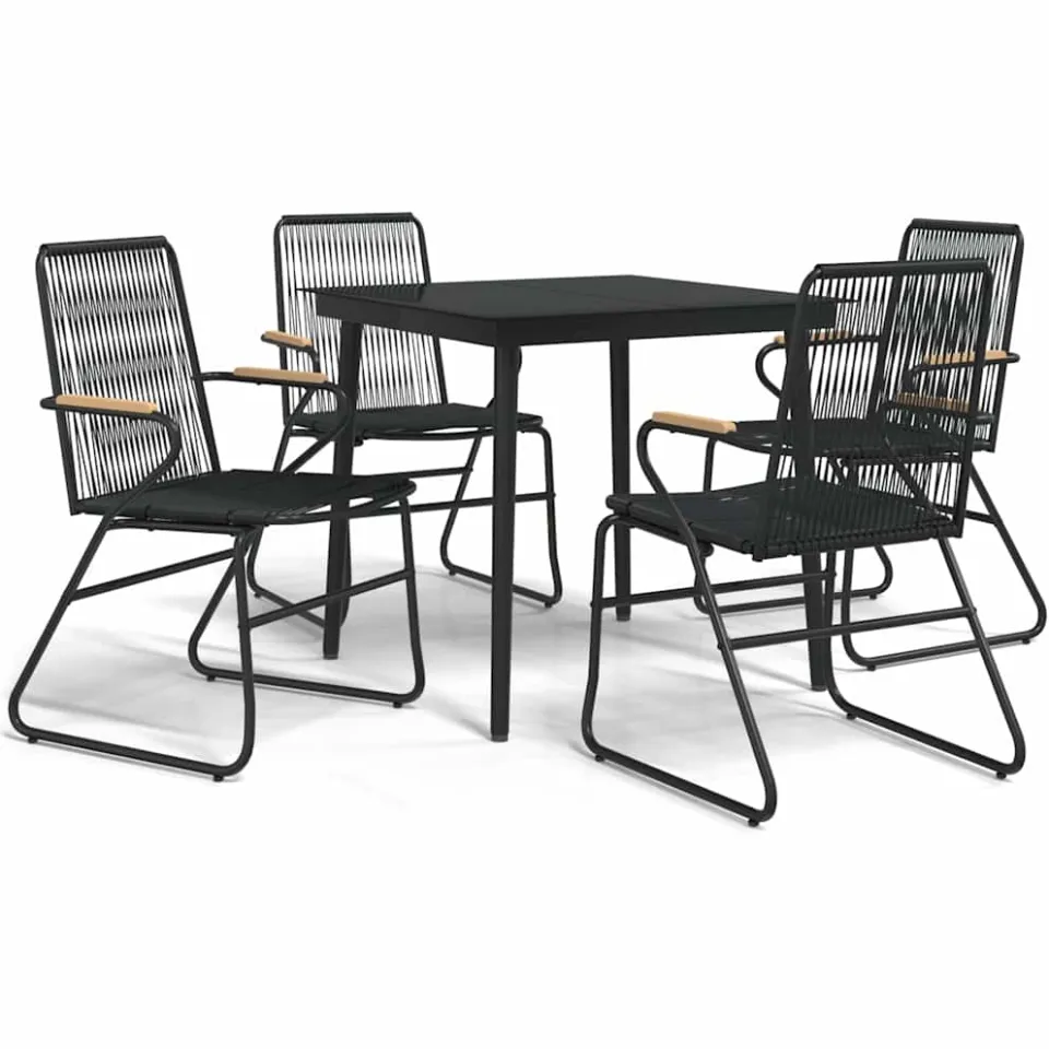 vidaXL 5-delige Tuinset PVC-rattan zwart, foto 3