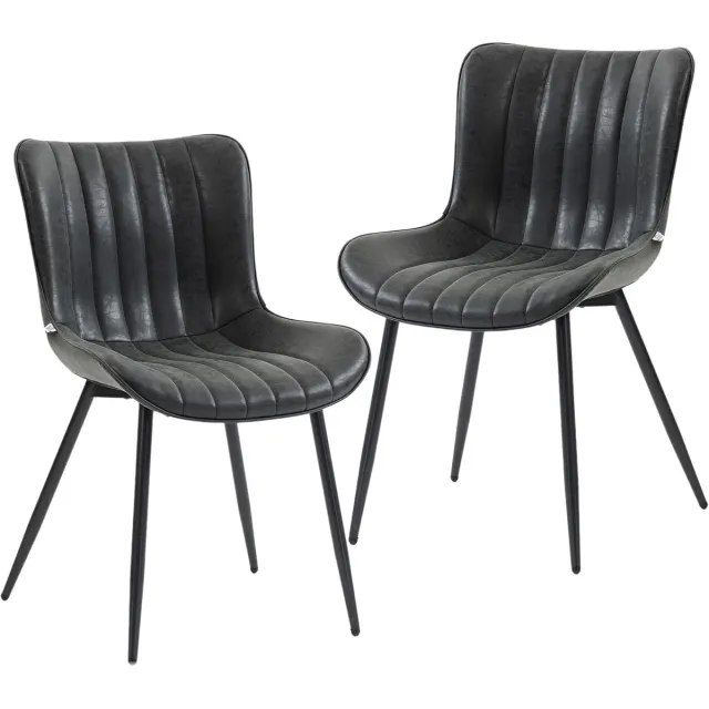 Homcom Eetkamerstoel - Synthetische bekleding - 49x61x80,5cm - Zwart
