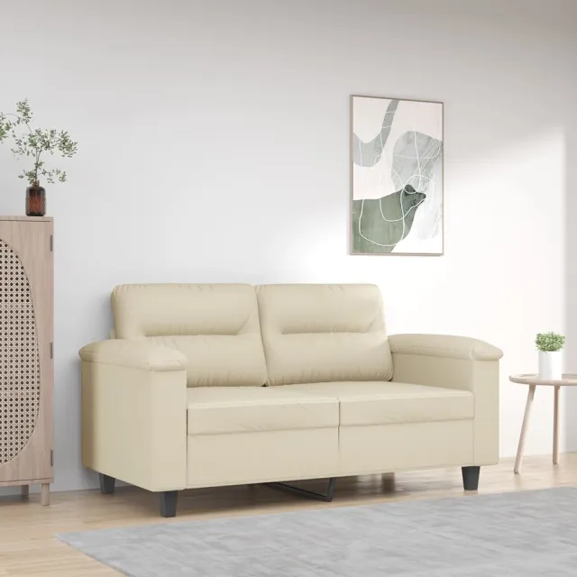 vidaXL Tweezitsbank 120 cm kunstleer crèmekleurig