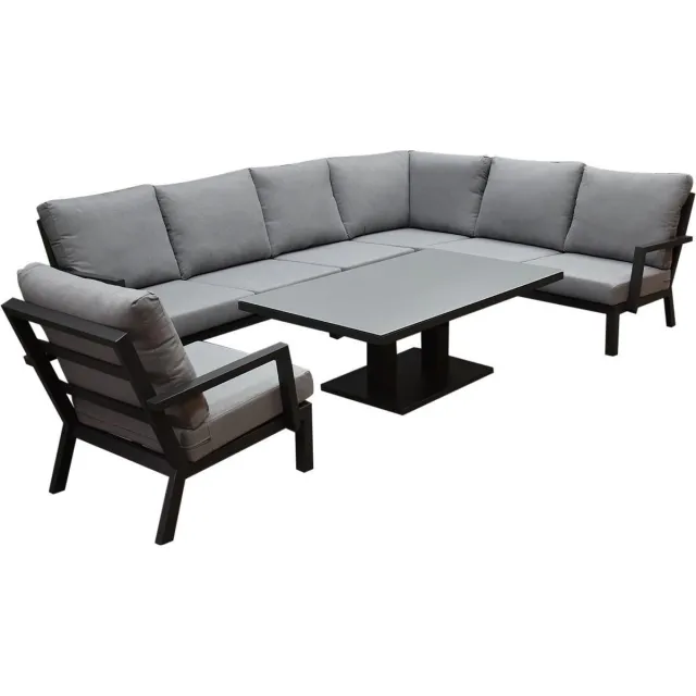 AVH-Collectie New York hoek dining loungeset 6-delig antraciet