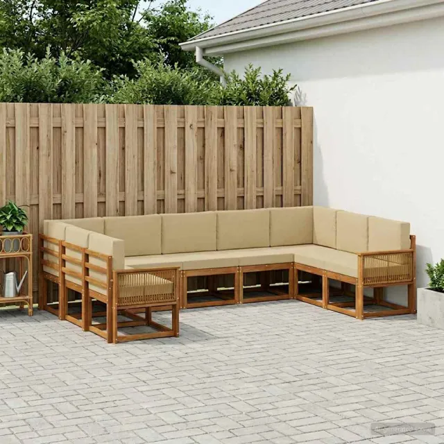 vidaXL Buiten bankenset 9 st 9-zits Natuurlijk en Beige
