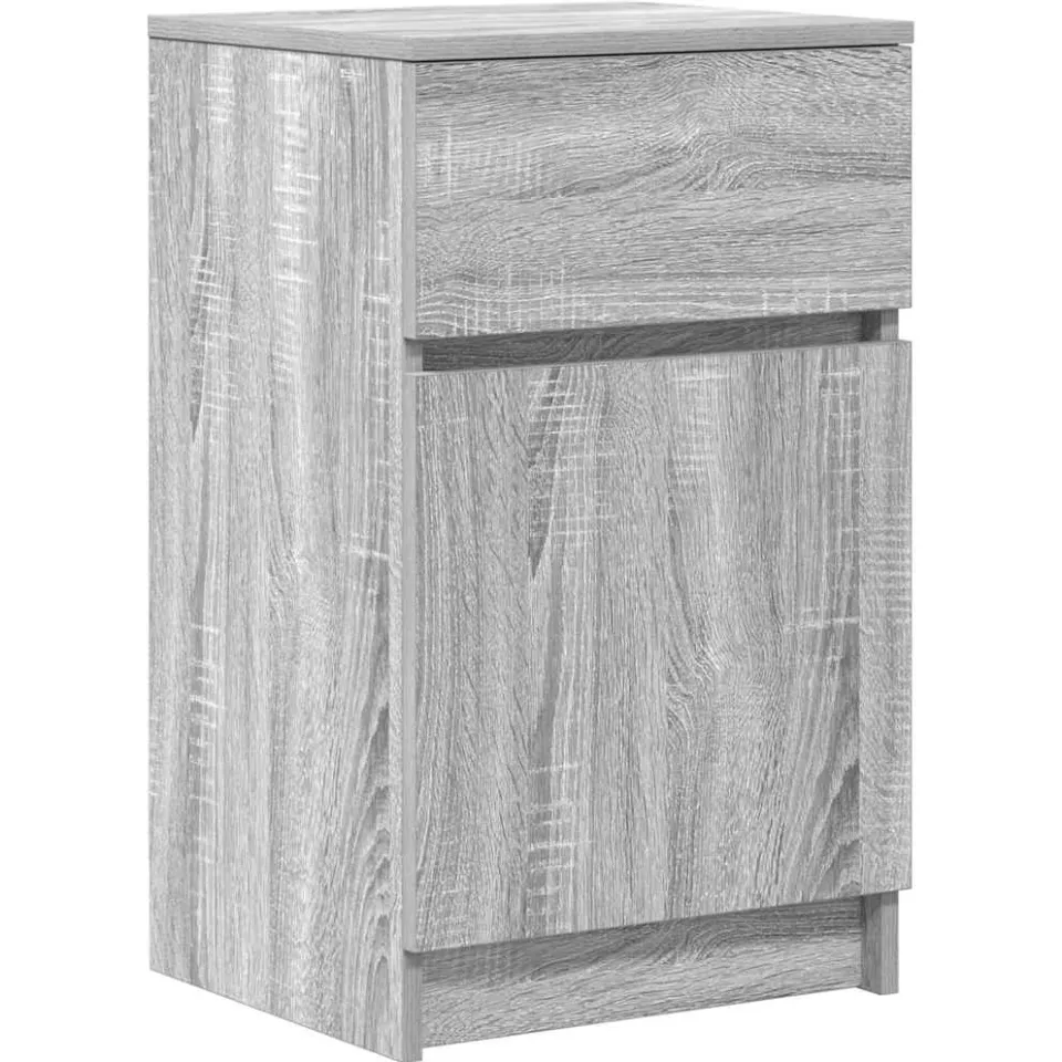vidaXL Nachtkastjes 2 st 39x35x65 cm bewerkt hout grijs sonoma eiken, foto 4