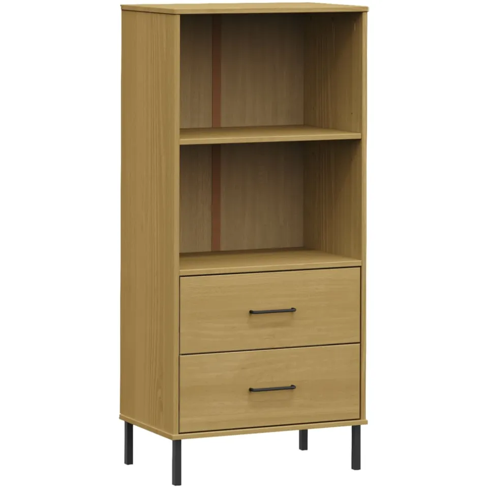 vidaXL Boekenkast met 2 lades OSLO 60x35x128,5 cm massief hout bruin, foto 3