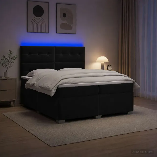 vidaXL Boxspringbed met matras Zwart 200 x 200 cm Fluweel