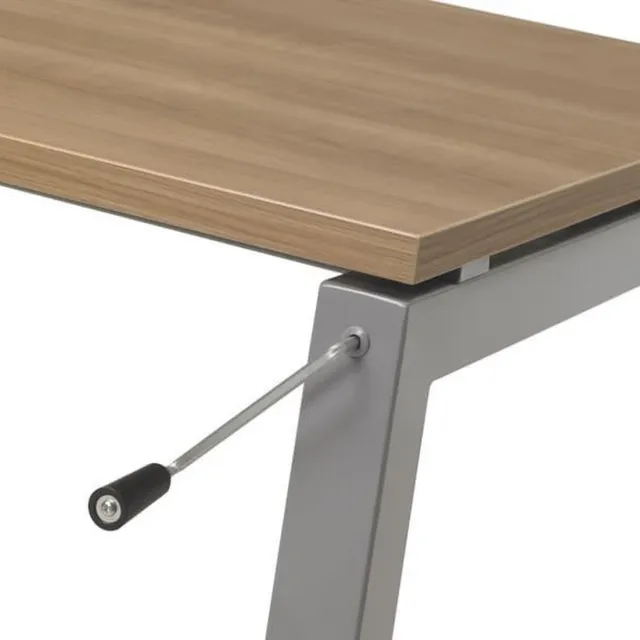 ABC Kantoormeubelen 4 poots slinger verstelbaar bureau zit/zit Kubus breed 180CM diep 80CM bladkleur Robson Eiken framekleur Zwart (RAL9005)