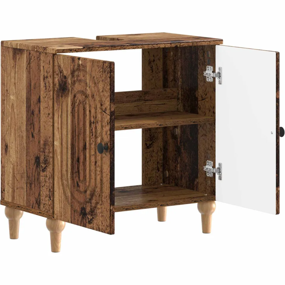 vidaXL Badkamer wastafelkast ALKMAAR Oud hout 59,5 x 31,5 x 59 cm Bruin