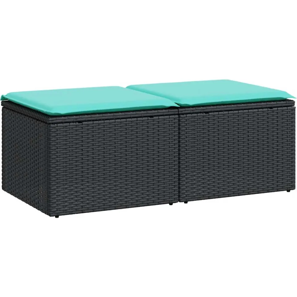 vidaXL 2-delige Loungeset met kussens poly rattan acacia zwart