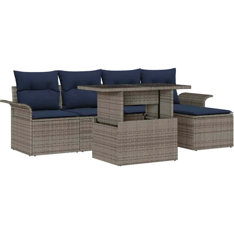 vidaXL Tuin Sofa Set 6 st Grijs poly rattan