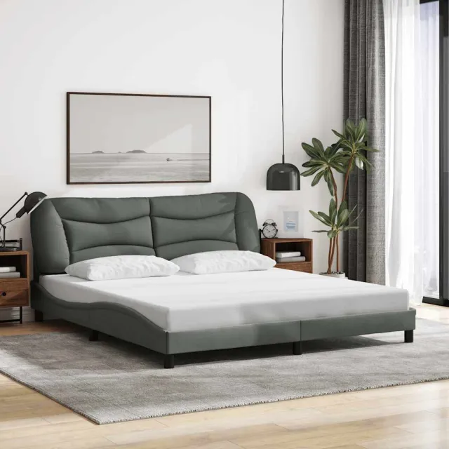 vidaXL Bedframe zonder matras "Hvar" stof donkergrijs 180x200 cm