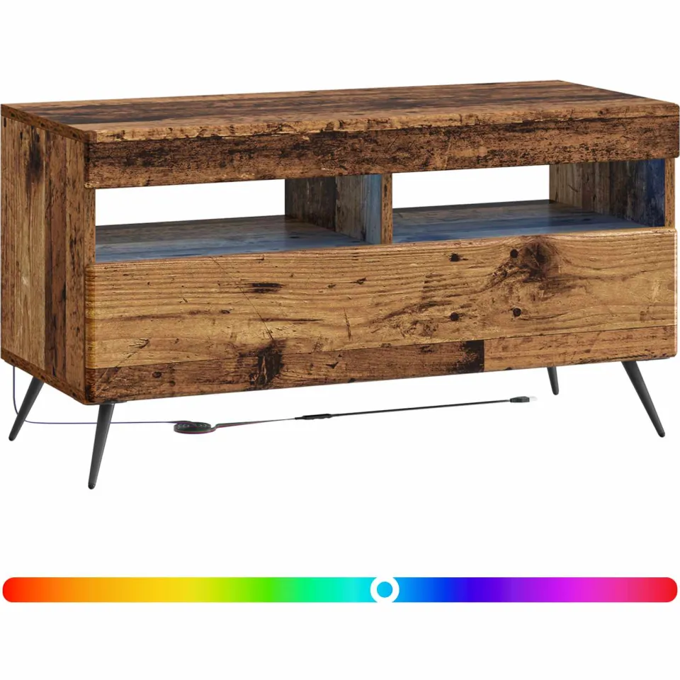 vidaXL LED tv-meubel Oud hout Bewerkt hout Bruin