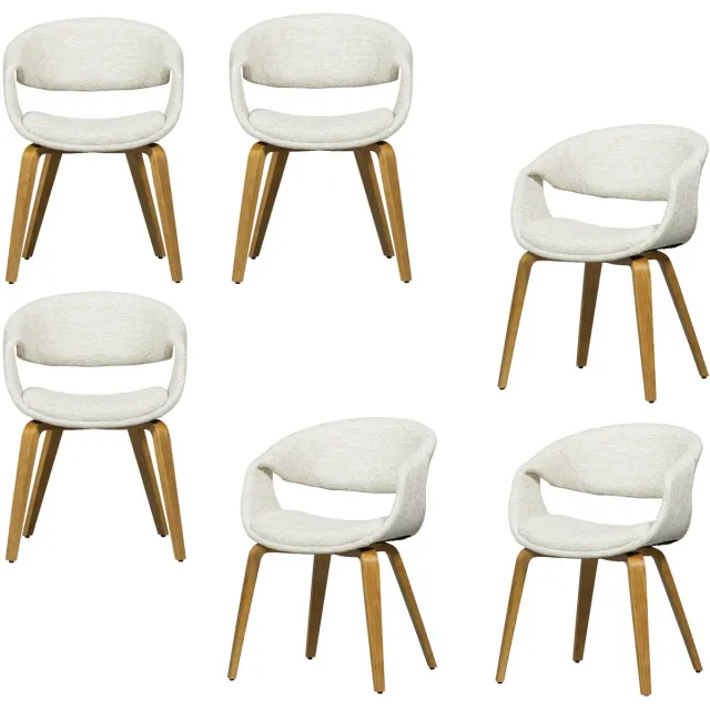 WOOOD Yossi Eetkamerstoelen Houten Naturel Poot - Naturel - Set van 6
