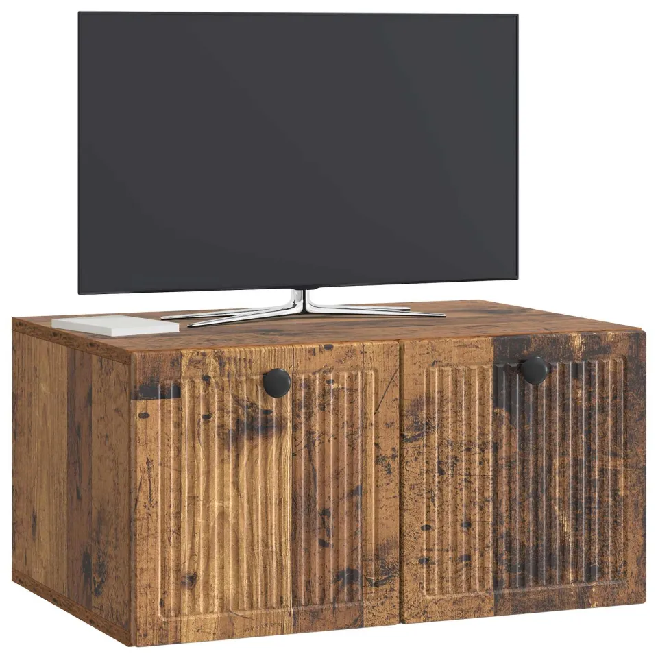 vidaXL Wandbeugel TV-kast Oud hout 59,5 x 41 x 30 cm Bewerkt hout Bruin