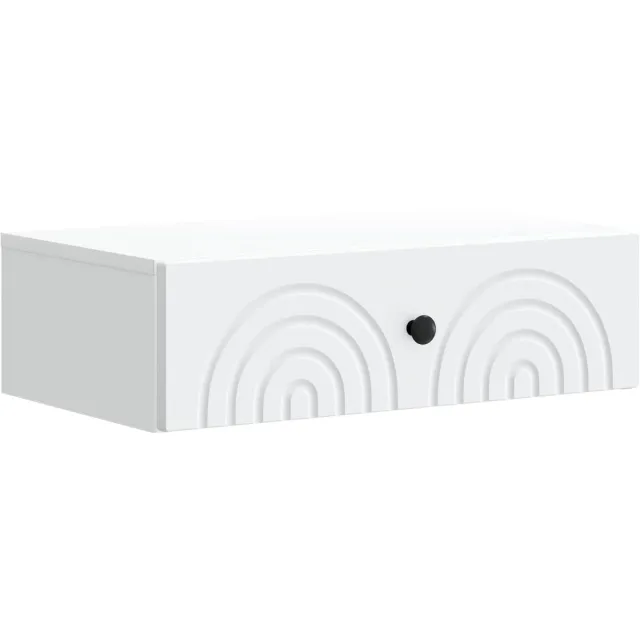 vidaXL Wandgemonteerde - Zijtafel - 59 - x - 34,5 - x - 17 - cm - Bewerkt - hout - Wit