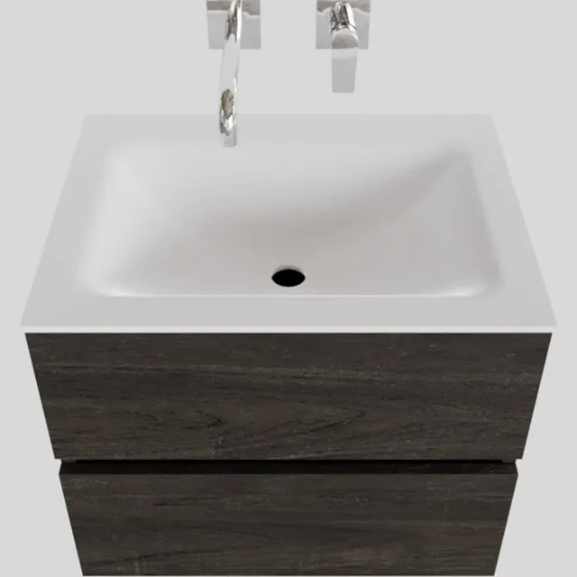 Boss & Wessing Badkamermeubel Solid Surface BWS Oslo 60x46 cm Wood Dark Brown (0 kraangaten) Houtlook