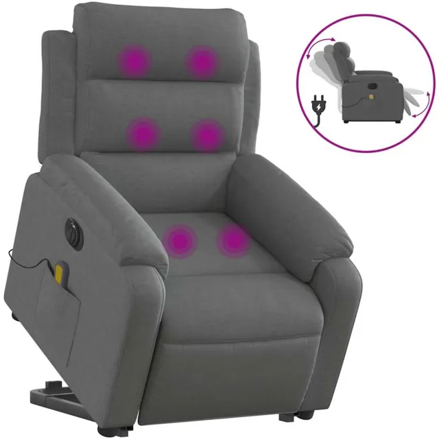 vidaXL Sta-op-massagestoel - elektrisch - verstelbaar - stof - donkergrijs