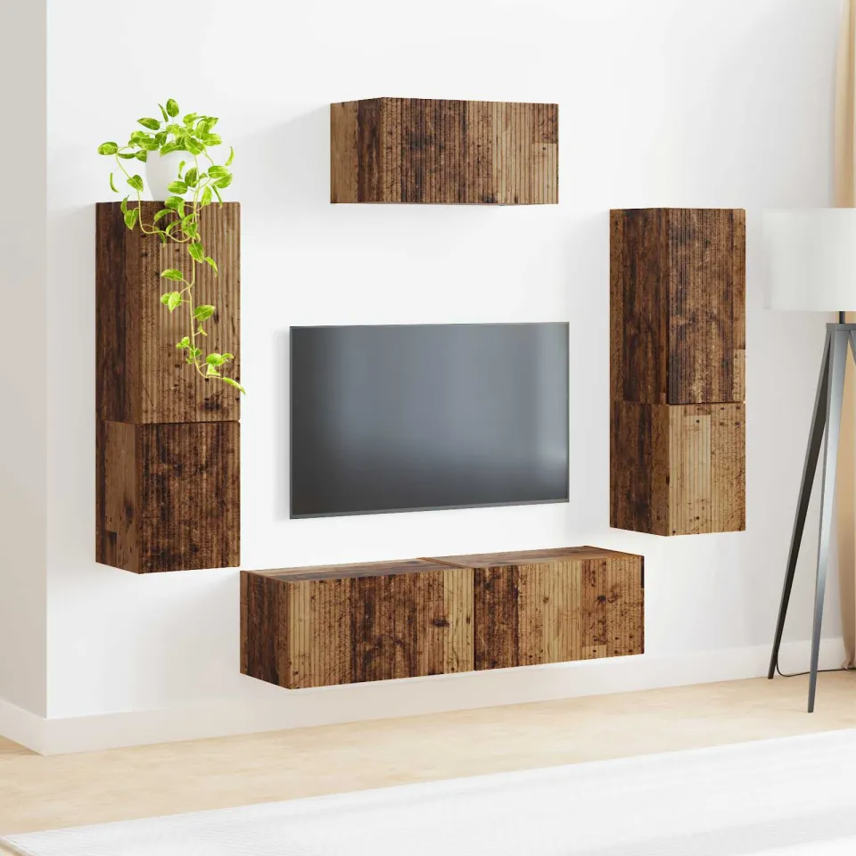 vidaXL Tv-meubelset 4 st Oudhout Bewerkt hout bruin, foto 4