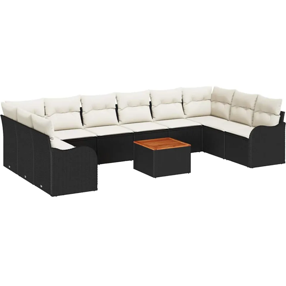 vidaXL Tuinbankenset 11 st Zwart poly rattan