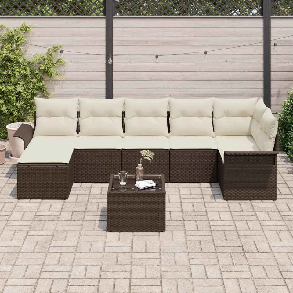 vidaXL Tuin Sofa Set 8 st Bruin poly rattan, foto 3