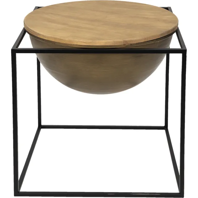 Clayre & Eef Bijzettafel 53x53x55 cm Bruin Zwart IJzer