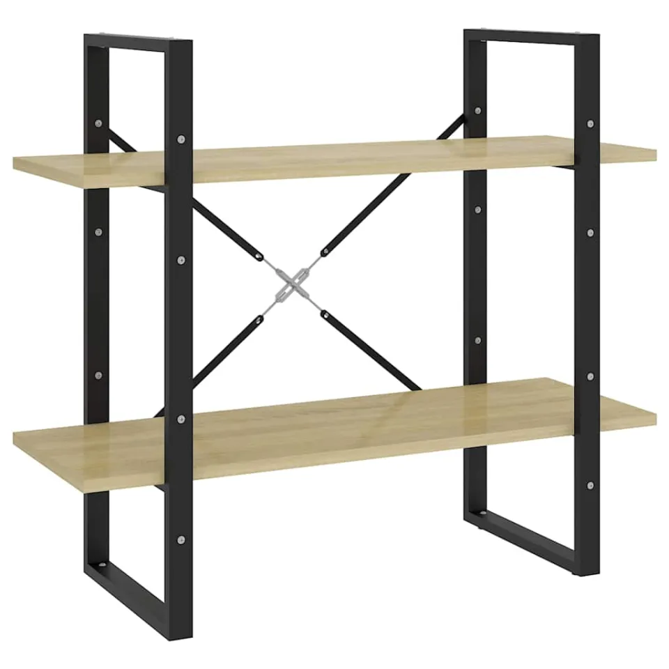 vidaXL Boekenkast met 2 schappen 80x30x70 cm bewerkt hout sonoma eiken Bruin