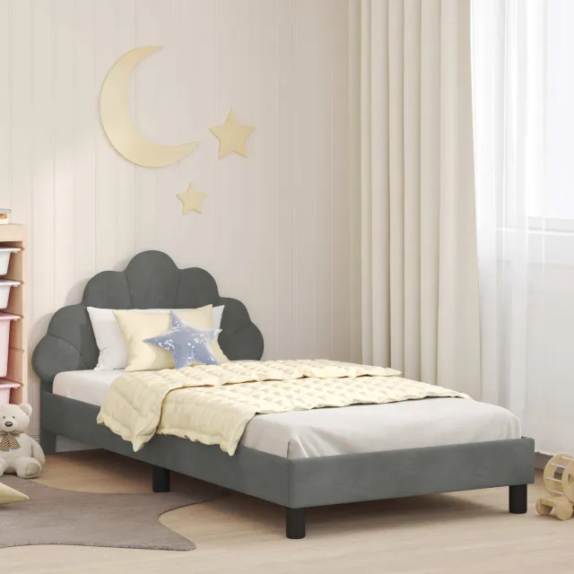vidaXL Bedframe voor kinderen met hoofdbord Donkergrijs 90 x 190 cm