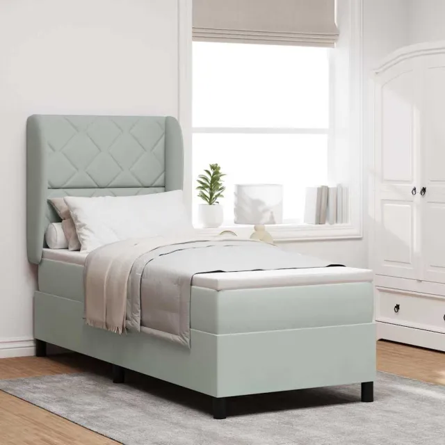 vidaXL Boxspringbed met hoofdeinde Lichtgrijs 200 x 80 cm Fluweel
