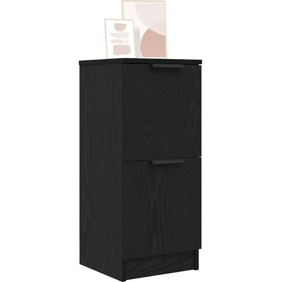 vidaXL Dressoir Zwart Eiken 30 x 30 x 70 cm Bewerkt hout