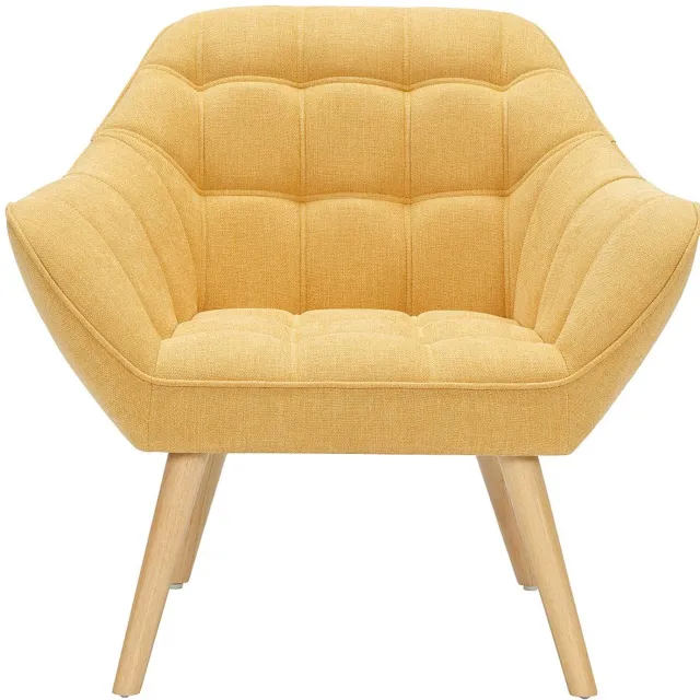 Vente-unique Fauteuil van mosterdgele stof CASERTA Mosterdkleur