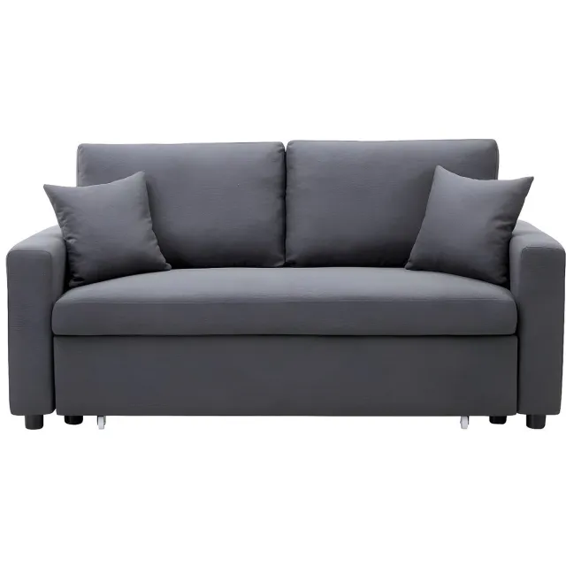 Vente-unique Driezitsslaapbank van stof - Antraciet - INIZOR